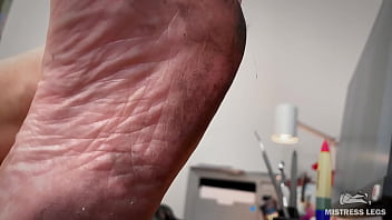 Today i got my soles very dirty so enjoy them closeup and imagine how you lick them clean Today i got my soles very dirty so enjoy them closeup and imagine how you lick them clean