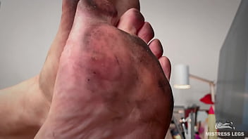 Today i got my soles very dirty so enjoy them closeup and imagine how you lick them clean