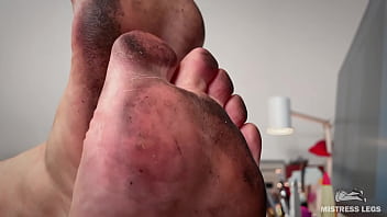 Today i got my soles very dirty so enjoy them closeup and imagine how you lick them clean Today i got my soles very dirty so enjoy them closeup and imagine how you lick them clean