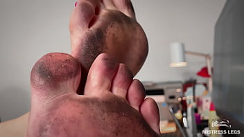 Today i got my soles very dirty so enjoy them closeup and imagine how you lick them clean Today i got my soles very dirty so enjoy them closeup and imagine how you lick them clean