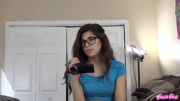 Ava’s glasses stay on as brian cums on her pretty face in pov