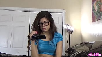 Ava’s glasses stay on as brian cums on her pretty face in pov