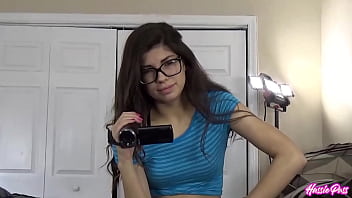 Ava’s glasses stay on as brian cums on her pretty face in pov