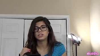 Ava’s glasses stay on as brian cums on her pretty face in pov