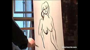 Blonde nude model natali give painter deepthroat blowjob for a facial