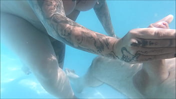 Holiday threesome in the pool