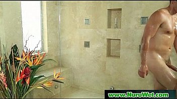 Nuru massage performed by big tit asian hot babe 14