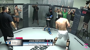 Ally kay a versatile blonde maintains a wide stance as the victor of the fight thrusts