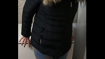 Uggs boots funny camel toe and an old down jackets are ready for fun