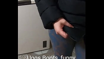 Uggs boots funny camel toe and an old down jackets are ready for fun