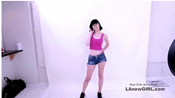 Astonishing brunette beauty seduced by the producer