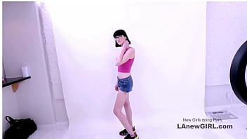 Astonishing brunette beauty seduced by the producer