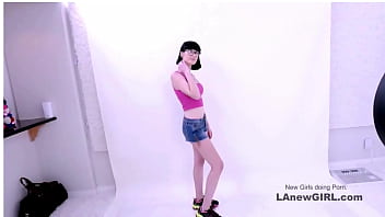 Astonishing brunette beauty seduced by the producer