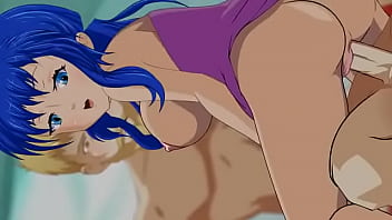 Sexy blue haired girl taking it