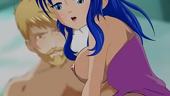 Sexy blue haired girl taking it