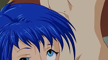 Sexy blue haired girl taking it