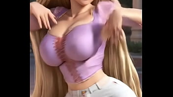 Rapunzel exebindo seus enormes peitos