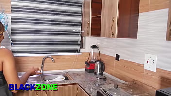 My step mom trying to cook in the kitchen