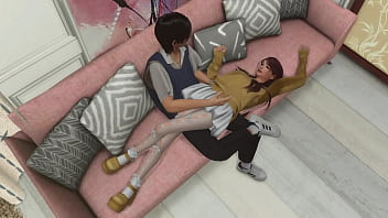 Skinny anime fan couple really enjoy anal sex in pantyhose