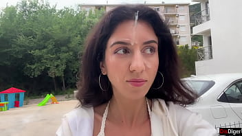 Wife gets passionately fucked and gets cum on face for public cumwalk