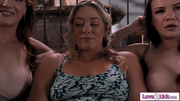 River lynn lives with her nudist stepmoms alison rey and siri dahl one time they get together and have a family threesome licking each others pussy