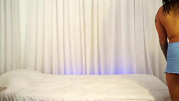 Stepsister rubbing her cli ton the living room