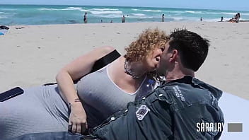 Sara jay rides preston parker's long cock outsides at the beach