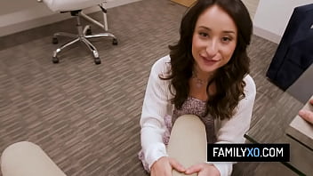 Horny stepfather takes his teen stepdaughter to his office to fuck her pussy