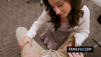 Horny stepfather takes his teen stepdaughter to his office to fuck her pussy