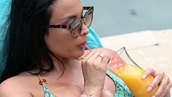 Sunbathing hottie anissa kate takes a titty cumshot after poolside bbc dp threesome gp3254