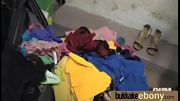 Ebony in a huge bukkake 28