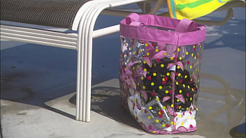 Dee massages and fucks by the pool in hot outdoor interracial scene