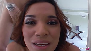 Light brown skin latina bitch renae cruz with hairy pussy seduce to hard no condom fuck