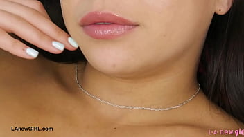 Tiny cute brunette naked close up