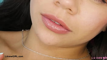 Tiny cute brunette naked close up