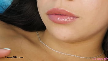 Tiny cute brunette naked close up