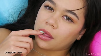 Tiny cute brunette naked close up