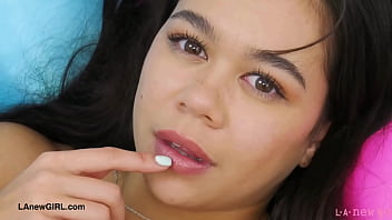 Tiny cute brunette naked close up