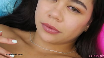 Tiny cute brunette naked close up