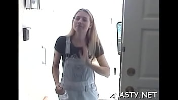 Prurient blonde babe camille bends to get fucked hard