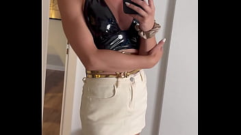 Feeling confident and stylish tonight a chic black top paired with a light skirt and bold over the knee boots – the