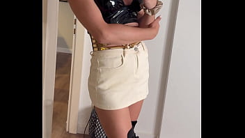 Feeling confident and stylish tonight a chic black top paired with a light skirt and bold over the knee boots – the