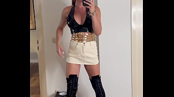 Feeling confident and stylish tonight a chic black top paired with a light skirt and bold over the knee boots – the