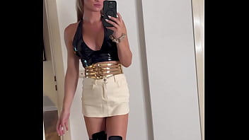 Feeling confident and stylish tonight a chic black top paired with a light skirt and bold over the knee boots – the