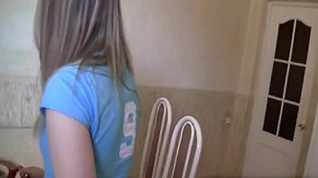 Teen girl taking it deep in the kitchen