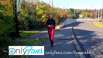 I took my latex sweat suit outdoor on the walk