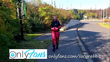 I took my latex sweat suit outdoor on the walk