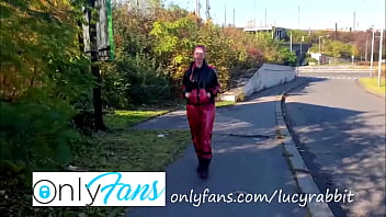 I took my latex sweat suit outdoor on the walk