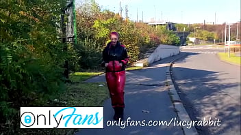 I took my latex sweat suit outdoor on the walk