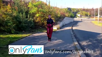 I took my latex sweat suit outdoor on the walk